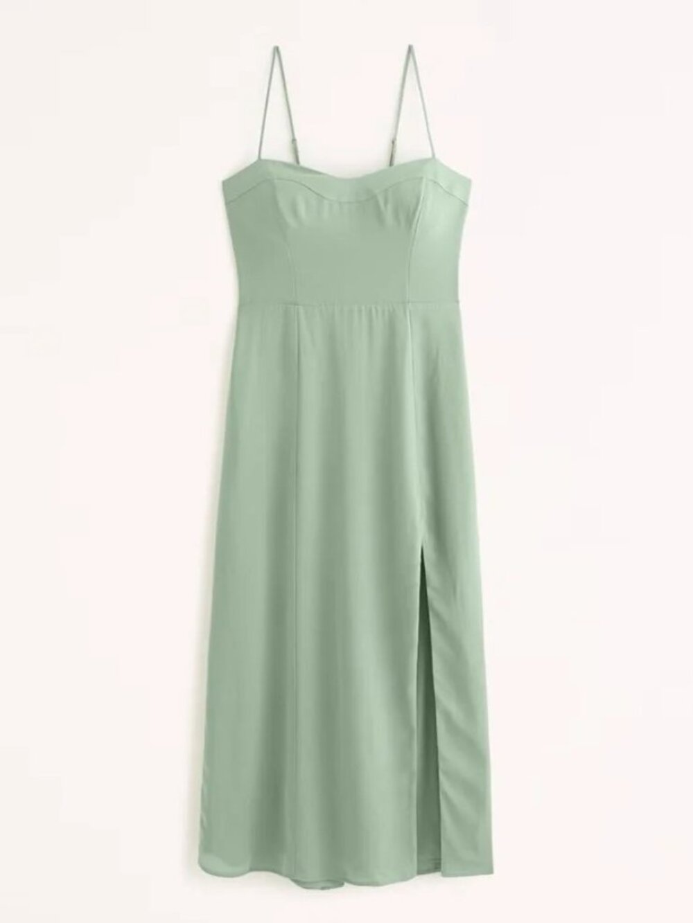 Abercrombie & Fitch Camille Maxi Dress with side slit Light Green
